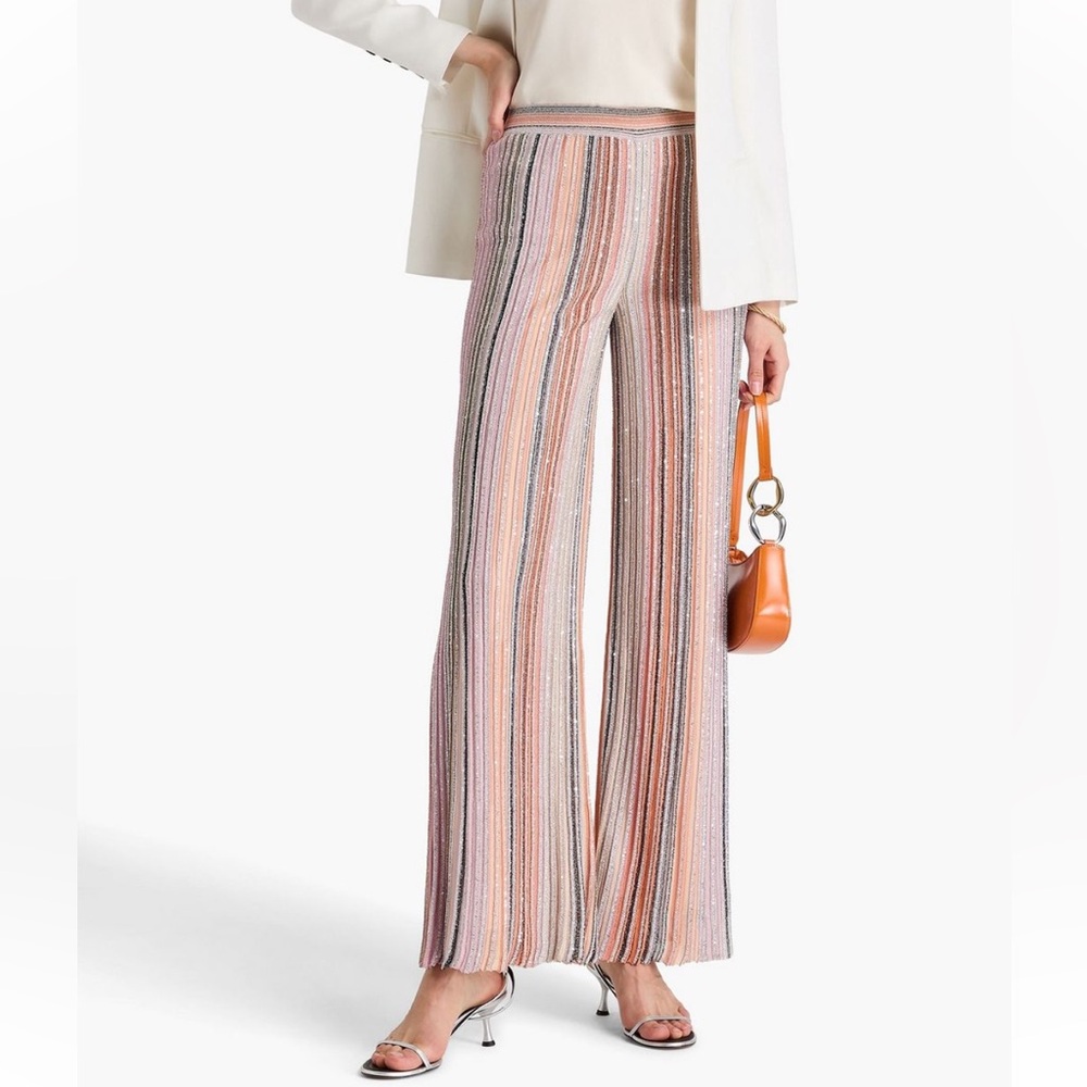 Missoni Pink Knit Sequin Striped Pants - Picture 6 of 7